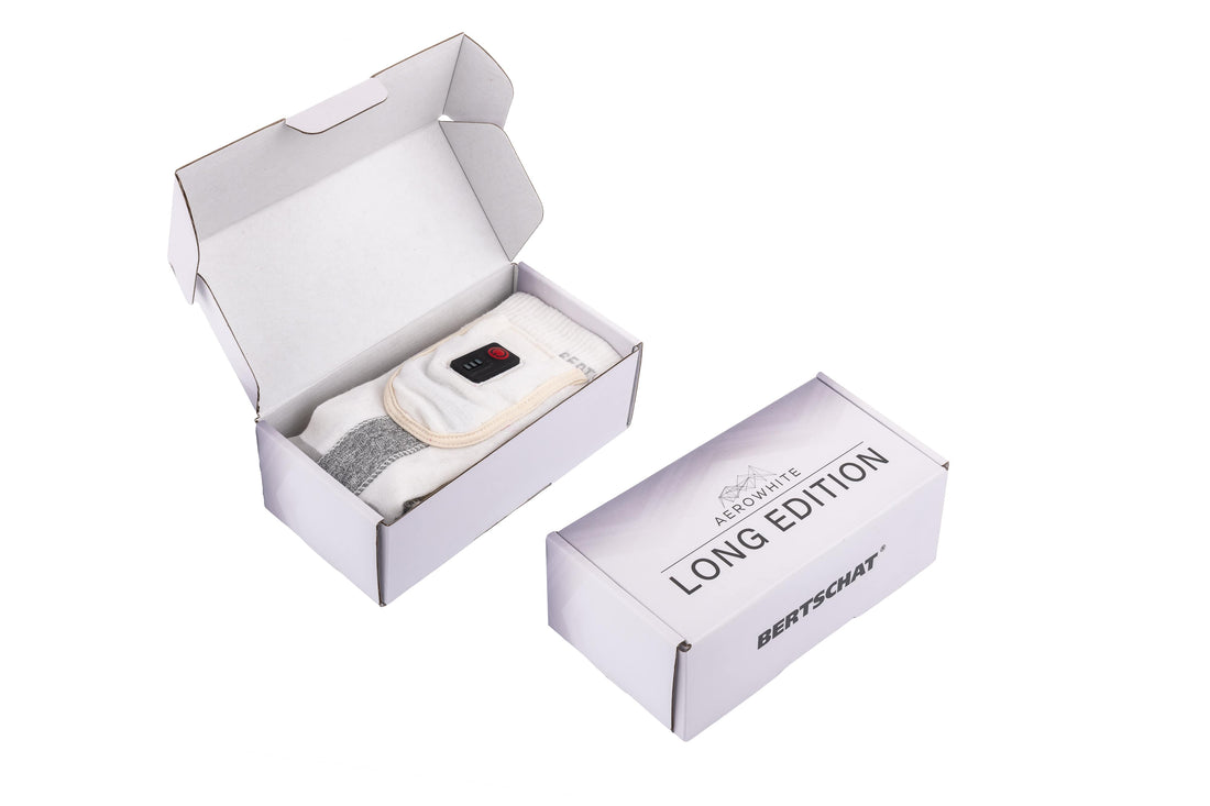 Chaussettes Chauffantes - Aerowhite | USB-C - Édition Sports d’Hiver | Fines & Résistantes