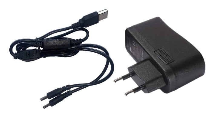 Câble USB à double prise coaxiale + adaptateur pour batteries 7,4 V